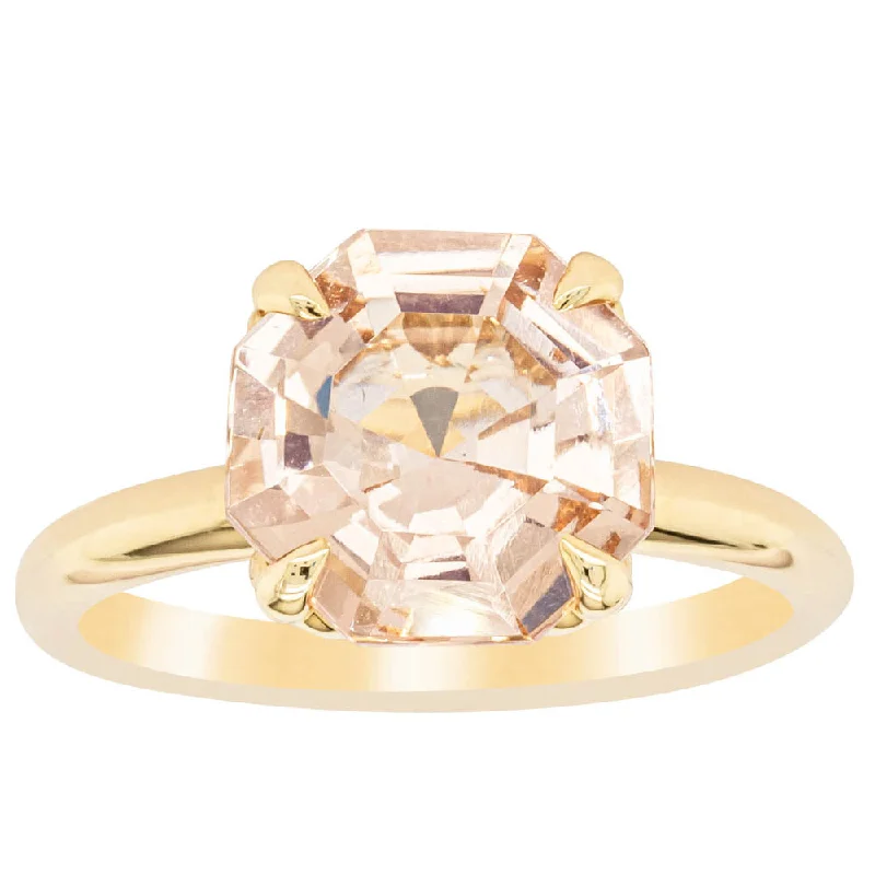 Luxury Handcrafted Jewelry For Elegant Looks 18ct Yellow Gold Morganite Octavia Ring Luxury Handcrafted Jewelry For Elegant Looks 18ct Yellow Gold Morganite Octavia Ring