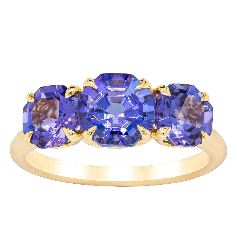 Waterproof Stainless Steel Jewelry For Lasting Beauty 18ct Yellow Gold Three Stone Tanzanite Octavia Ring Waterproof Stainless Steel Jewelry For Lasting Beauty 18ct Yellow Gold Three Stone Tanzanite Octavia Ring