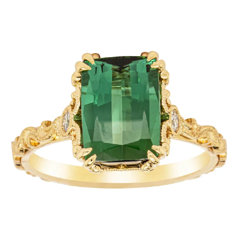 Shop Stylish Jewelry Now And Save Big 18ct Yellow Gold Tourmaline & Diamond Romanov Ring