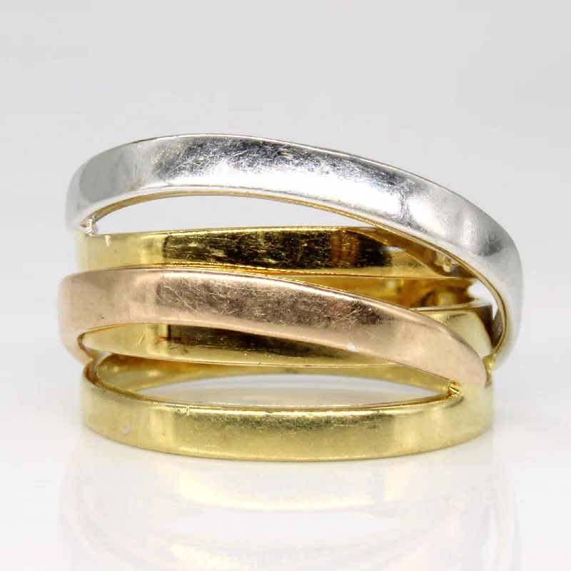 Affordable Glamour – Premium Jewelry For Less 18k Tri Tone Gold Overlapping Ring | SZ 7 |