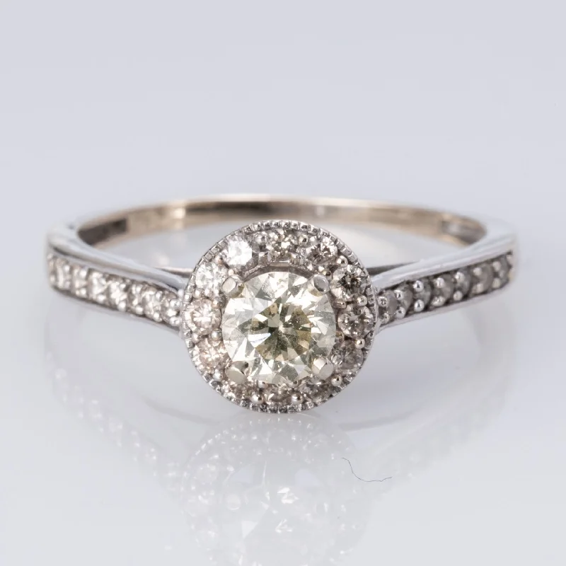 Upgrade Your Collection With Our Limited-Time Jewelry Sale 18K White Gold Halo Design Diamond Ring | 0.71 ctw | SZ 7.25 |