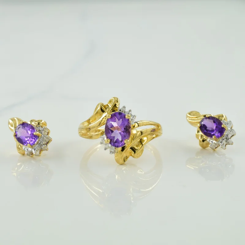 Flash Jewelry Sale – Get Stunning Pieces At Low Prices Amethyst & Diamond Ring & Earring Set | 2.20ctw, 0.02ctw | SZ 7 |