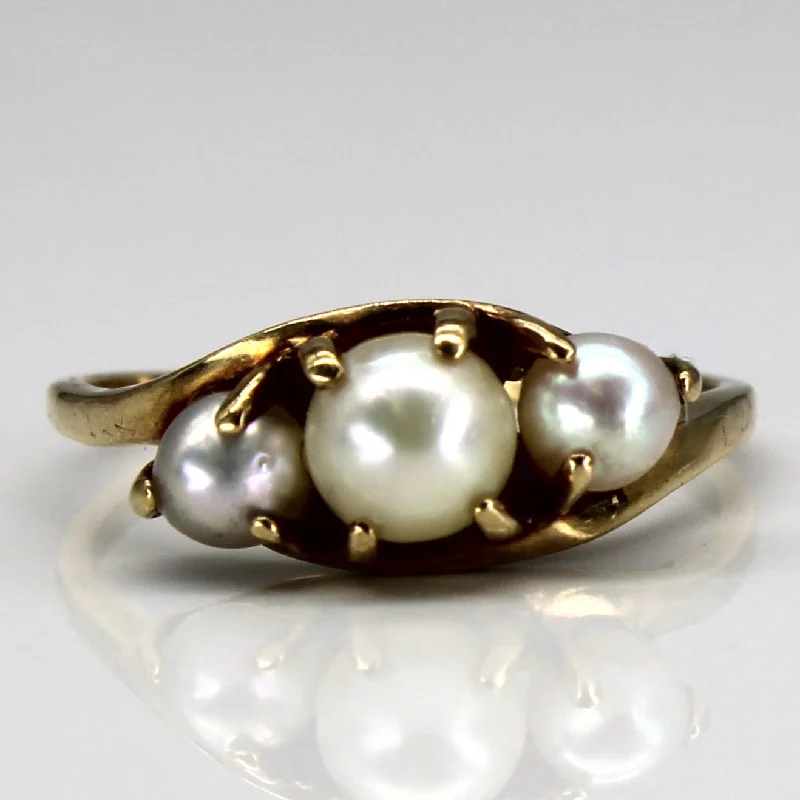 Elevate Your Jewelry Collection With Limited-Time Savings Bypass Three Stone Pearl Ring | SZ 7.75 |