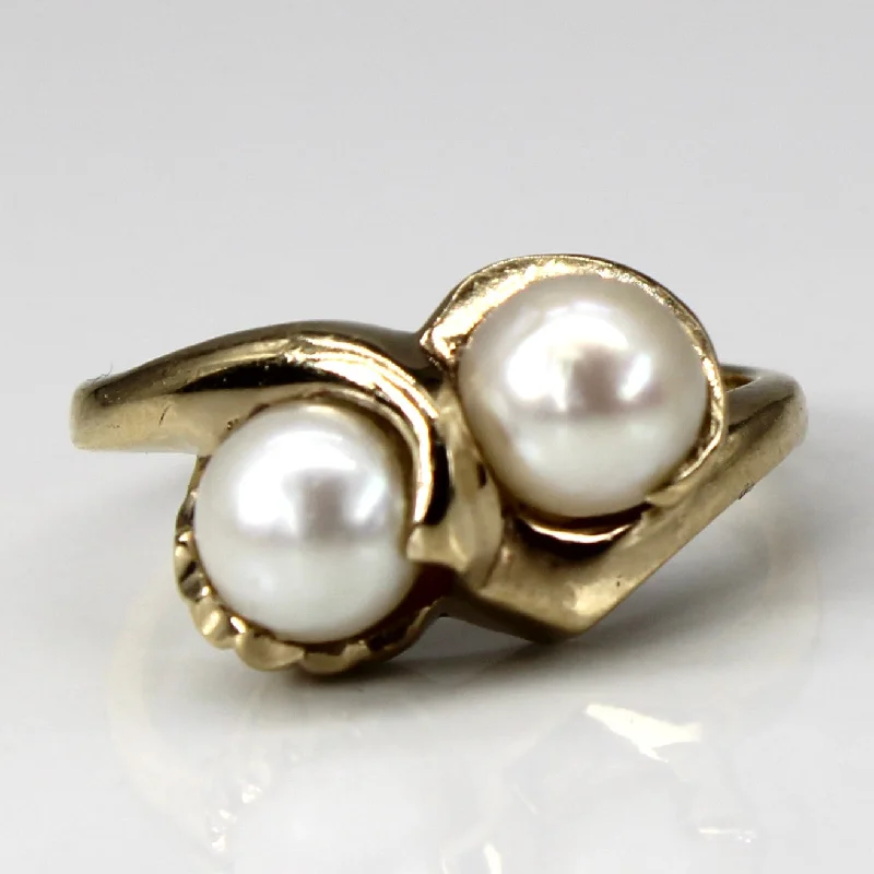 Luxury Jewelry Now At Special Promotional Rates Bypass Two Pearls Ring | SZ 4.5 |