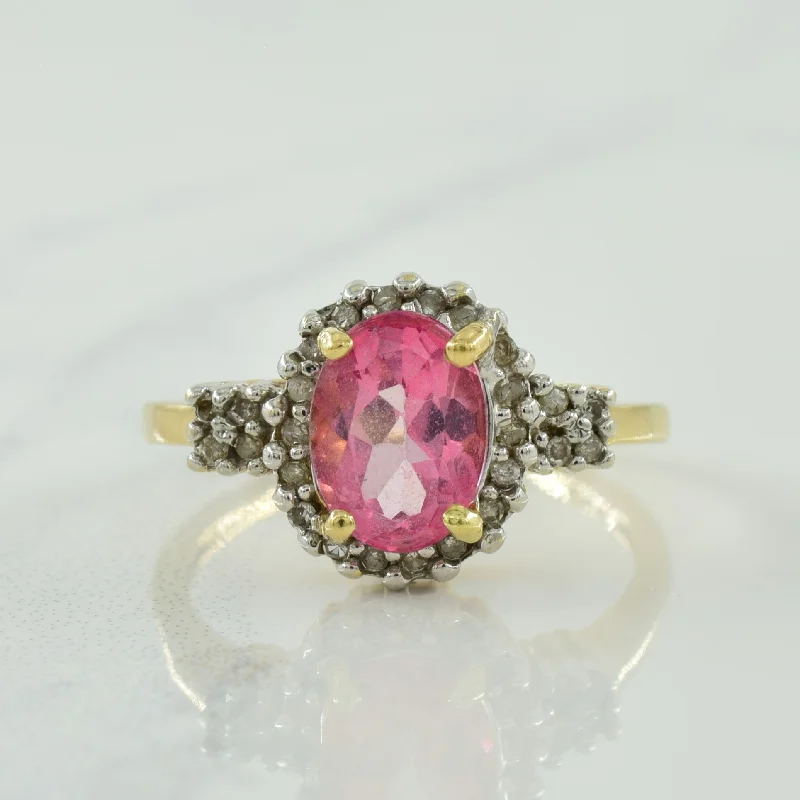 Trendy And Classic Jewelry Now At Reduced Prices Coated Pink Topaz & Diamond Halo Ring | 1.36ct, 0.13ctw | SZ 6 | Trendy And Classic Jewelry Now At Reduced Prices Coated Pink Topaz & Diamond Halo Ring | 1.36ct, 0.13ctw | SZ 6 |