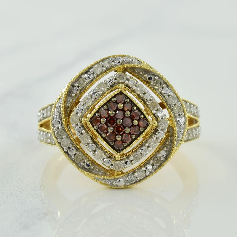 Personalized Engraved Jewelry For Meaningful Gifts Cognac & Natural Diamond Ring | 0.23ctw, 0.12ctw | SZ 7 |