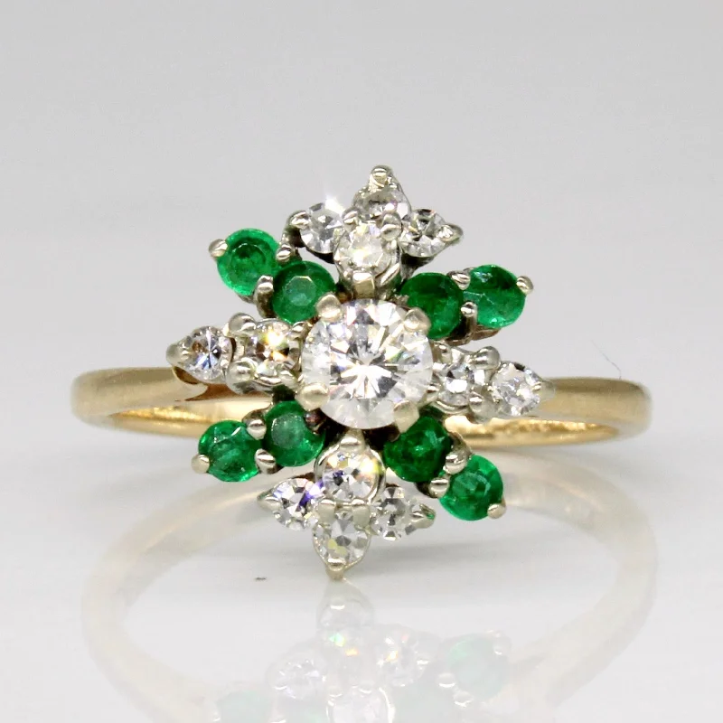 Affordable Luxury Jewelry For Every Occasion Diamond & Emerald Cluster Ring | 0.29ctw, 0.08ctw | SZ 4 | Affordable Luxury Jewelry For Every Occasion Diamond & Emerald Cluster Ring | 0.29ctw, 0.08ctw | SZ 4 |