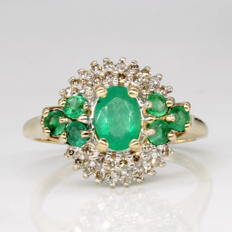 Seasonal Jewelry Deals – Elevate Your Style Emerald & Diamond Cluster Ring | 1.00ctw, 0.16ctw | SZ 8.75 | Seasonal Jewelry Deals – Elevate Your Style Emerald & Diamond Cluster Ring | 1.00ctw, 0.16ctw | SZ 8.75 |
