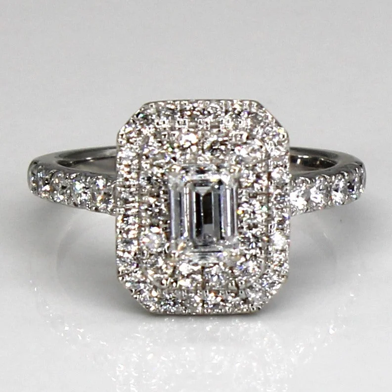 Sparkle For Less – Shop Jewelry Deals Now Emerald Cut Diamond Halo 14k Ring | 1.00ctw | SZ 4.75 | Sparkle For Less – Shop Jewelry Deals Now Emerald Cut Diamond Halo 14k Ring | 1.00ctw | SZ 4.75 |