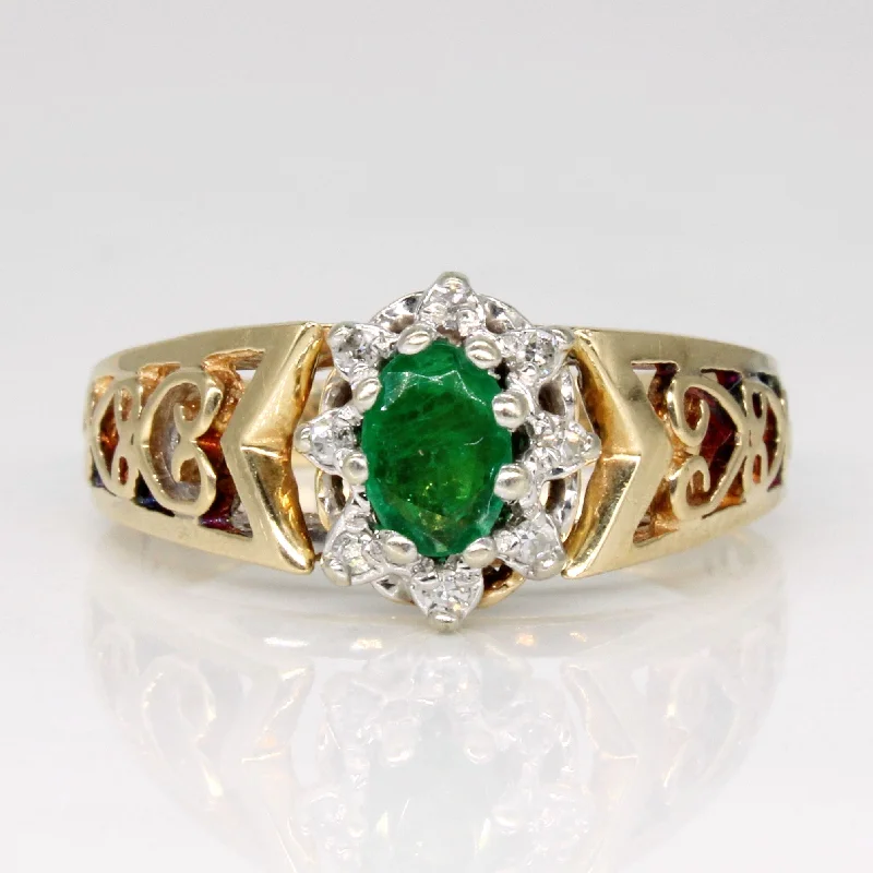 Discounted Jewelry For A Glamorous Look Emerald & Diamond Halo ring | 0.28ct, 0.04ctw | SZ 8.25 | Discounted Jewelry For A Glamorous Look Emerald & Diamond Halo ring | 0.28ct, 0.04ctw | SZ 8.25 |