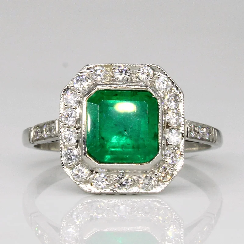 The Perfect Jewelry Piece At The Perfect Price Vintage Platinum Emerald & Diamond Halo Ring | 1.30ct, 0.28ctw | SZ 6.25 | The Perfect Jewelry Piece At The Perfect Price Vintage Platinum Emerald & Diamond Halo Ring | 1.30ct, 0.28ctw | SZ 6.25 |