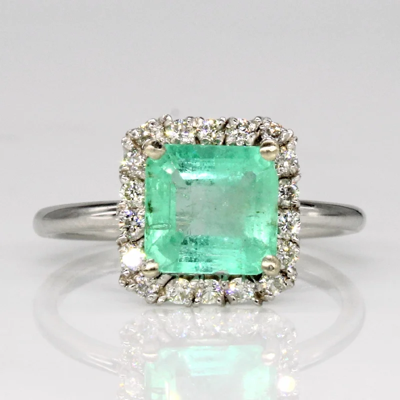 Affordable Luxury Jewelry For Every Occasion Emerald & Diamond Halo Ring | 1.58ct, 0.28ctw | SZ 6.25 |