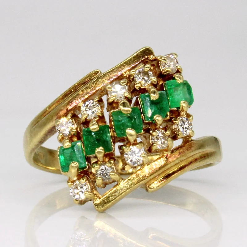 Huge Savings On Timeless Jewelry Collections Emerald & Diamond Waterfall Ring | 0.35ctw, 0.20ctw | SZ 5.25 | Huge Savings On Timeless Jewelry Collections Emerald & Diamond Waterfall Ring | 0.35ctw, 0.20ctw | SZ 5.25 |