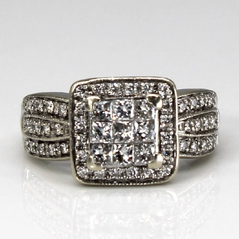 Luxury Jewelry Without The Luxury Price Tag Halo Cluster Diamond 14k Ring | 1.09ctw | SZ 6.75 | Luxury Jewelry Without The Luxury Price Tag Halo Cluster Diamond 14k Ring | 1.09ctw | SZ 6.75 |