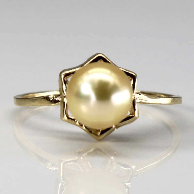 Special Offers On Handcrafted And Designer Jewelry High Set Pearl Gold Ring | SZ 7 |