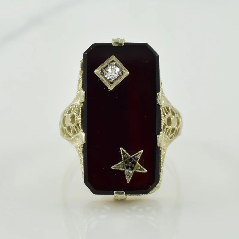 Fashion-Forward Geometric Jewelry For Contemporary Style Onyx & Diamond Ring | 4.50ct, 0.02ct | SZ 4 | Fashion-Forward Geometric Jewelry For Contemporary Style Onyx & Diamond Ring | 4.50ct, 0.02ct | SZ 4 |