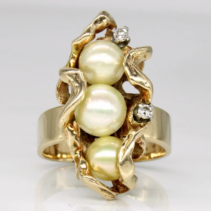 Big Discounts On Elegant Jewelry Collections Pearl & Diamond Cocktail Ring | 0.09ctw | SZ 7.5 | Big Discounts On Elegant Jewelry Collections Pearl & Diamond Cocktail Ring | 0.09ctw | SZ 7.5 |