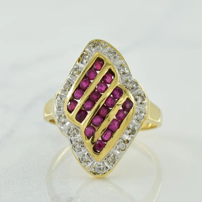 Modern Statement Jewelry For Bold Styling Ruby & Diamond Cocktail Ring | 0.60ctw, 0.09ctw | SZ 6.75 | Modern Statement Jewelry For Bold Styling Ruby & Diamond Cocktail Ring | 0.60ctw, 0.09ctw | SZ 6.75 |