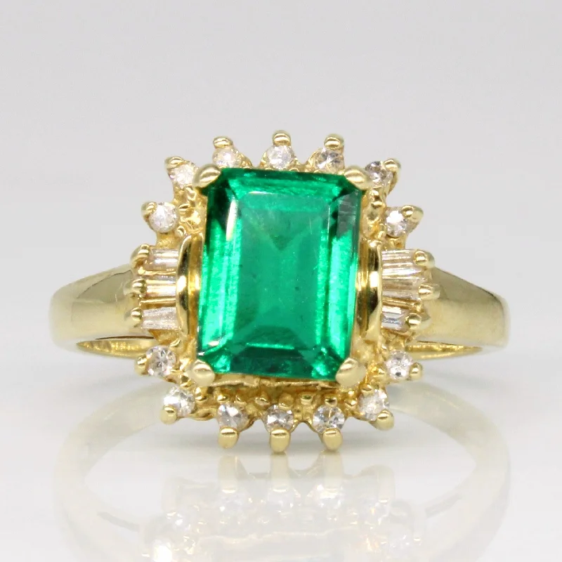 Make Every Moment Shine – Jewelry Discounts Available Synthetic Emerald & Diamond Halo Ring | 1.40ct, 0.15ctw | SZ 5.75 | Make Every Moment Shine – Jewelry Discounts Available Synthetic Emerald & Diamond Halo Ring | 1.40ct, 0.15ctw | SZ 5.75 |