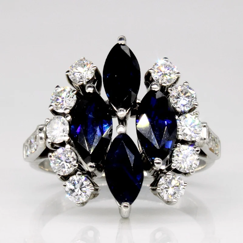 High-Quality Jewelry At A Fraction Of The Cost Synthetic Sapphire & Natural Diamond Cocktail Ring | 1.80ctw, 0.80ctw | SZ 6.75 | High-Quality Jewelry At A Fraction Of The Cost Synthetic Sapphire & Natural Diamond Cocktail Ring | 1.80ctw, 0.80ctw | SZ 6.75 |
