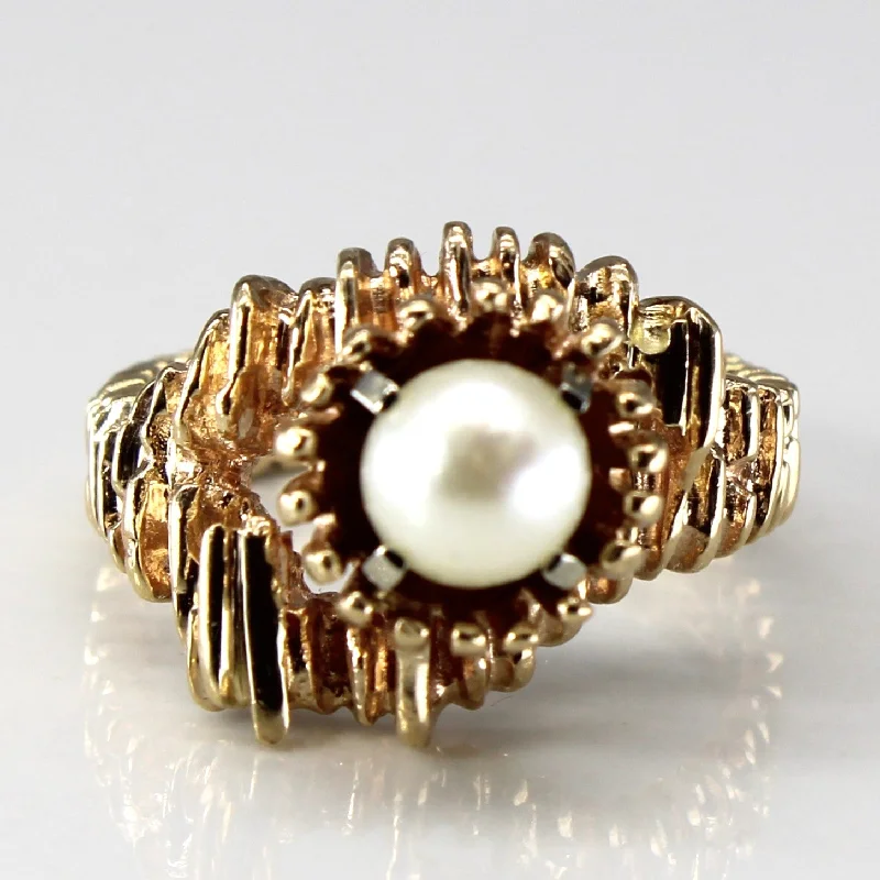 Limited Stock On Premium Jewelry At Low Prices Textured Gold Pearl Ring | SZ 6.25 |