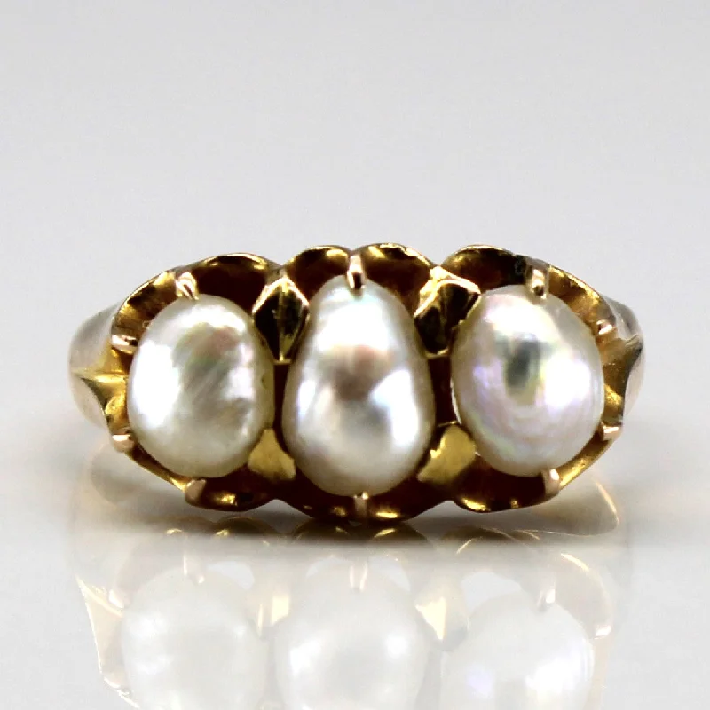 Get The Sparkle You Love At Prices You Adore Vintage Three Stone Pearl Ring | SZ 4.5 |
