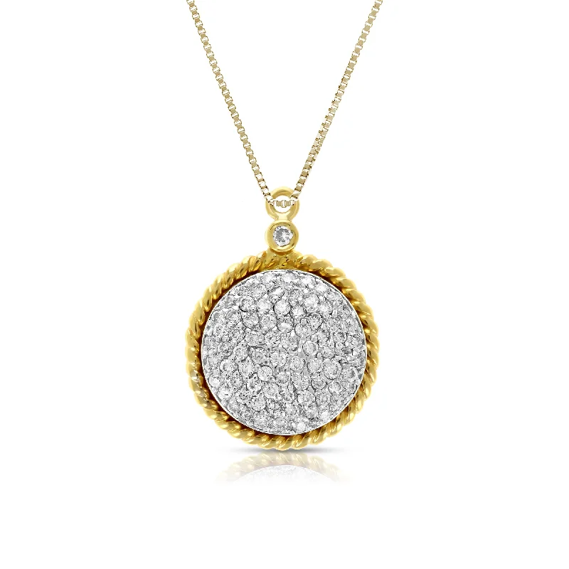 Luxury Meets Affordability – Jewelry Sale Live Now 0.60 cttw Diamond Circle Composite Pendant Necklace 14K Yellow Gold with Chain