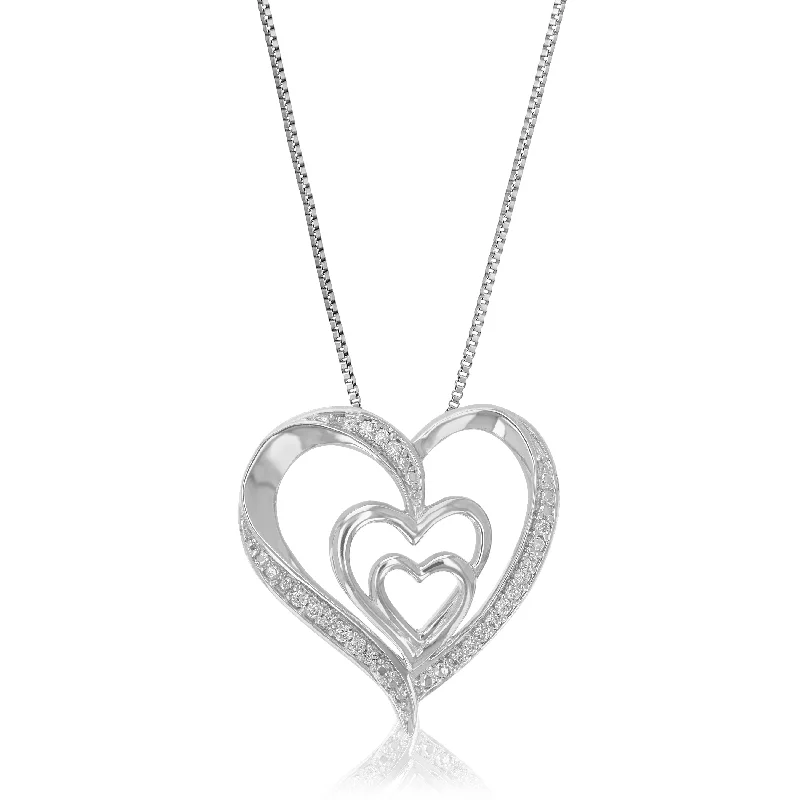 Affordable Elegance – Special Jewelry Sale Now Live 1/10 cttw Lab Grown Round Cut Diamond Heart Pendant Necklace .925 Sterling Silver 3/4 Inch With 18 Inch Chain