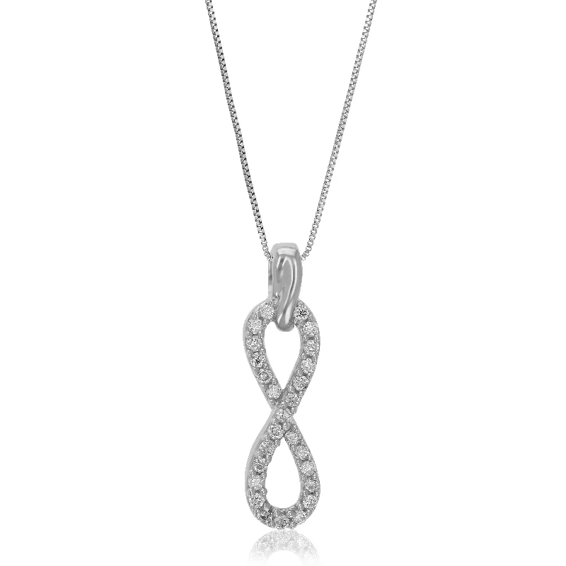 Exclusive Online Jewelry Sale – Don't Wait 1/10 cttw Lab Grown Round Diamond Infinity Pendant Necklace .925 Sterling Silver 1/5 Inch With 18 Inch Chain