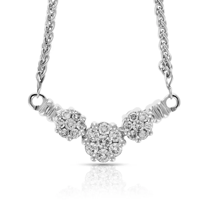 Personalized Jewelry Sale – Unique Gifts At Low Prices 1/2 cttw 3 Stone Cluster Diamond Pendant Necklace 14K White Gold with Chain
