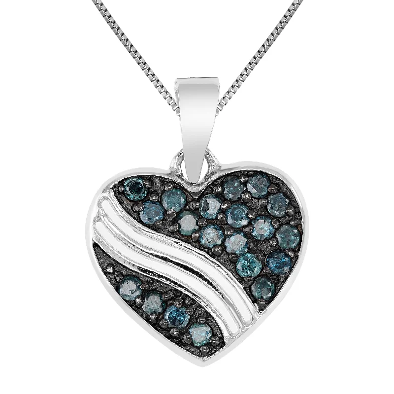 Your Dream Jewelry At Dream Prices – Shop Now 1/2 cttw Blue Diamond Heart Pendant Necklace .925 Sterling Silver with Chain