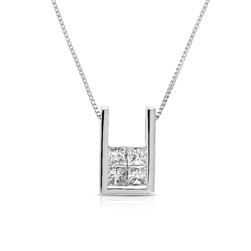 Stunning Jewelry Pieces At The Lowest Prices Ever 1/2 cttw Princess Cut Diamond Pendant Necklace 14K White Gold with 18 Inch Chain