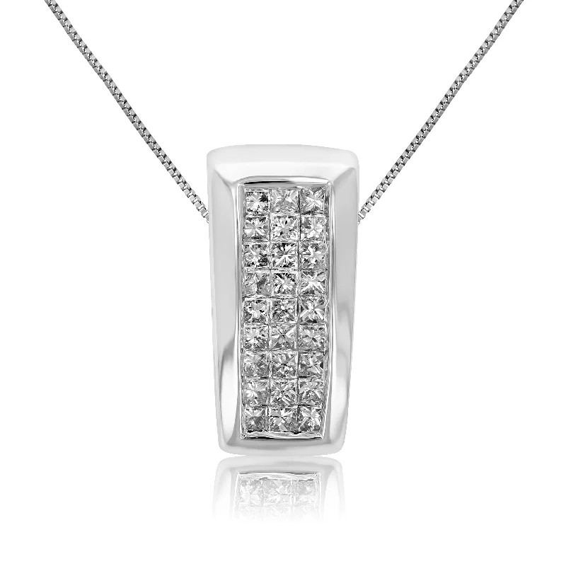 Sparkle For Less – Shop Our Limited-Time Jewelry Deals 1/3 cttw Princess Diamond Pendant Necklace 14K White Gold with 18 Inch Chain