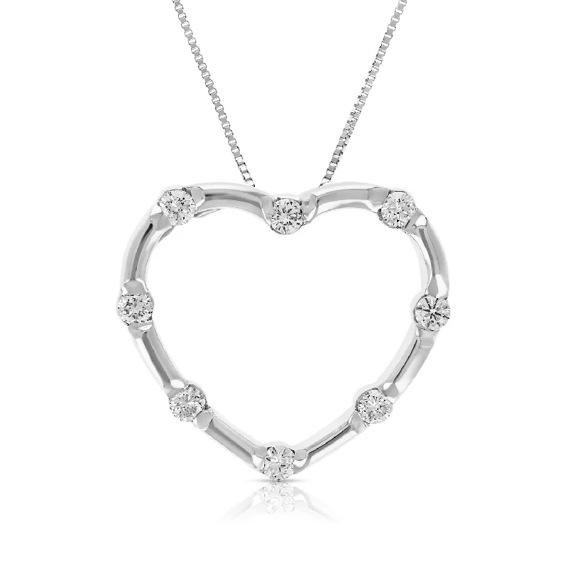 Limited-Time Jewelry Discounts – Shine Without The Splurge 1/4 cttw Diamond Heart Pendant Necklace 10K White Gold with 18 Inch Chain