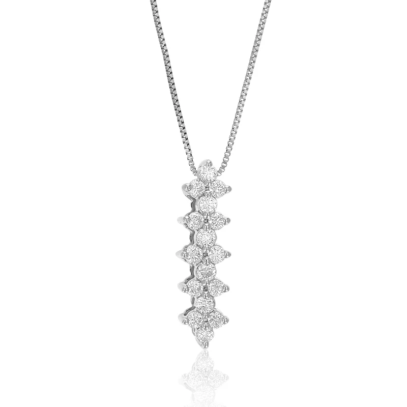 1/4 cttw Lab Grown Diamond Drop Pendant Necklace .925 Sterling Silver 2/3 Inch with 18 Inch Chain