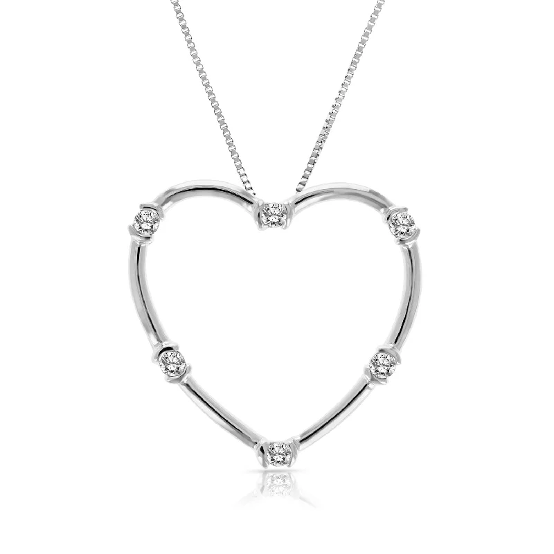 Premium Diamond Jewelry At Once-In-A-Lifetime Discounts 1/5 cttw Diamond Heart Pendant Necklace 10K White Gold with 18 Inch Chain