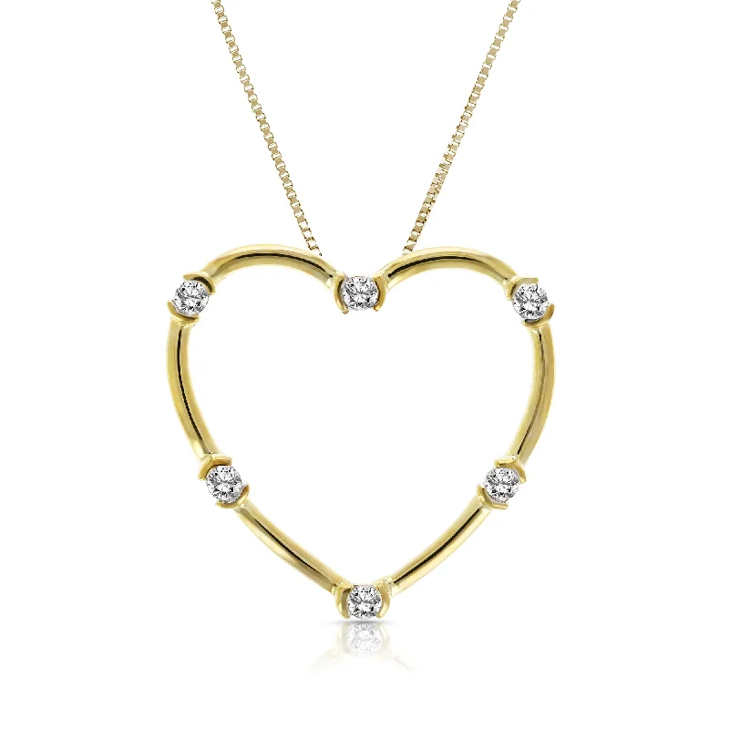 Timeless Jewelry Styles At Wallet-Friendly Prices 1/5 cttw Diamond Heart Pendant Necklace 10K Yellow Gold with 18 Inch Chain