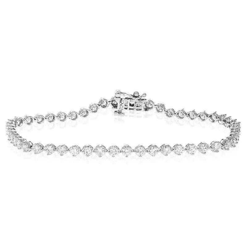 Shop Handcrafted Jewelry At Special Promotional Rates 1 cttw 84 Stones Round Diamond Bracelet 14K White Gold Prong Set 7 Inch