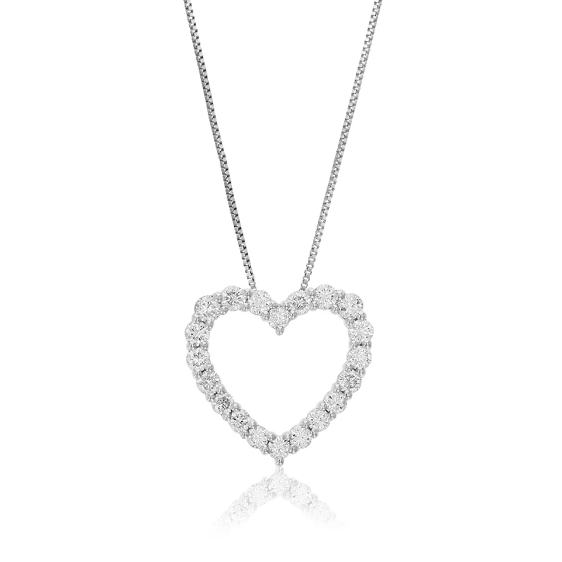 The Perfect Jewelry Piece At The Perfect Discount 1 cttw Lab Grown Diamond Heart Pendant Necklace .925 Sterling Silver 2/3 Inch with 18 Inch Chain