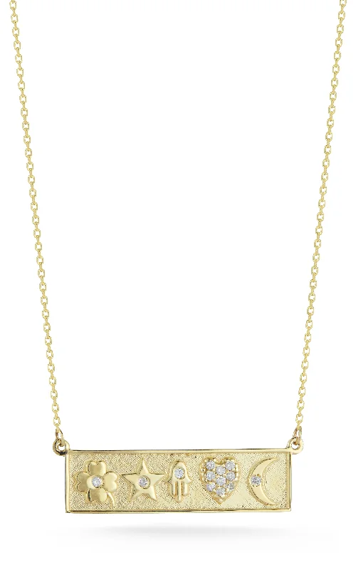 14K Gold & Diamond Bar Necklace