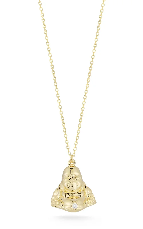 14K Gold & Diamond Buddha Necklace