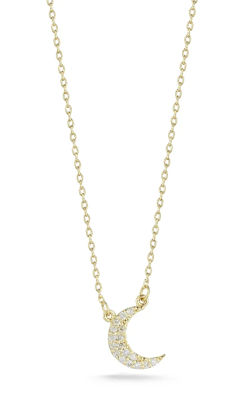 14K Gold & Diamond Moon Necklace