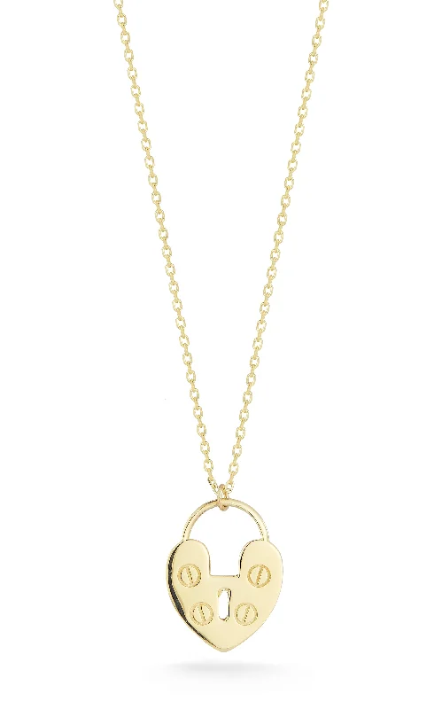 14K Gold Padlock Necklace