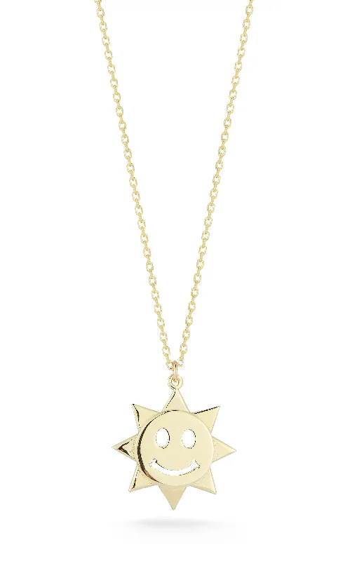 14K Gold Smiley Face Necklace