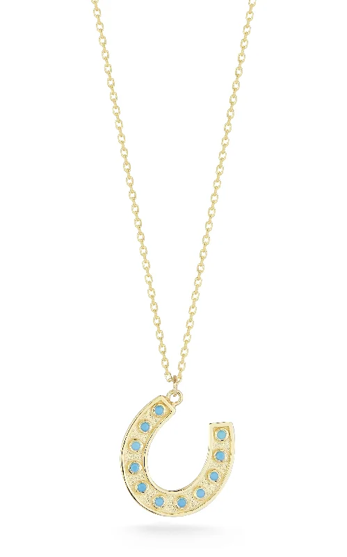 14K Gold & Turquoise Horse Shoe Necklace