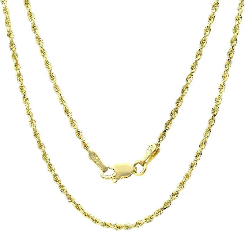 14k Gold Yellow Thin Hollow Rope Chain 16"-24"