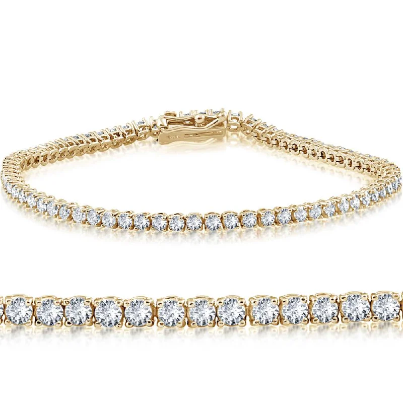 Luxury Jewelry At Unbeatable Discounts 14k Yellow Gold 3 ct Round Cut Diamond Tennis Bracelet 7"