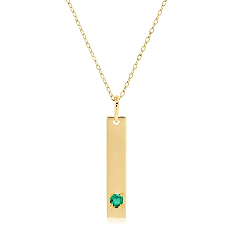 Discover Unique Jewelry With Special Limited-Time Offers 14k Yellow Gold Bar Pendant Necklace with 3mm Small Round Gemstone Adjustable Cable Chain 16 Inches to 18 Inches with Spring Ring Clasp