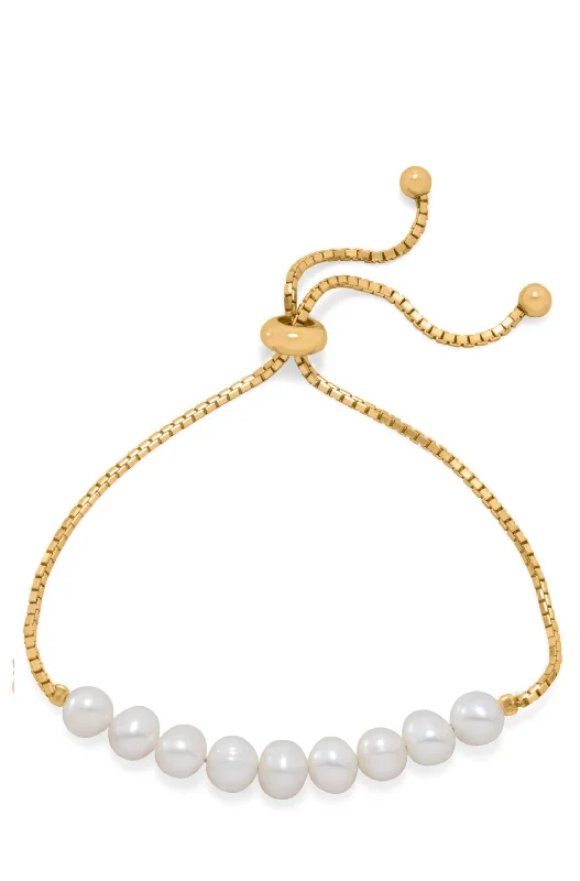 Final Call For Exquisite Jewelry At Reduced Rates 18k Gold Multi Pearl Bracelet