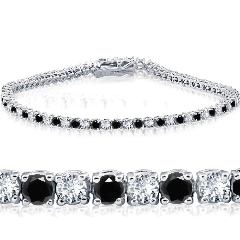 Personalized Jewelry Sale – Unique Pieces At Great Prices 3ct Black & White Diamond Tennis Bracelet 14K White Gold 7"